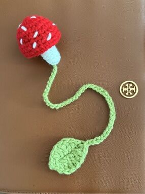 Handmade Red Mushroom Crochet Bookmark